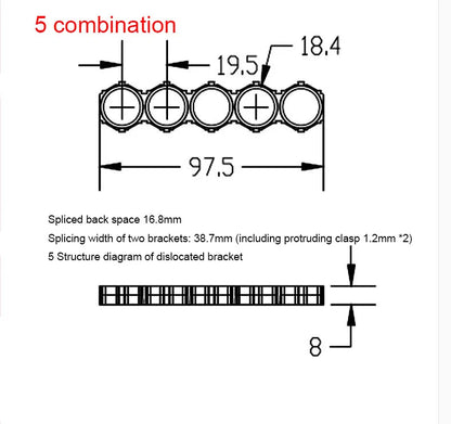 10pcs 18650 Ion Lithium Battery Packs DIY Misalignment Fixed Bracket Assembly Holder Cylindrical Battery Cells Splicable Support