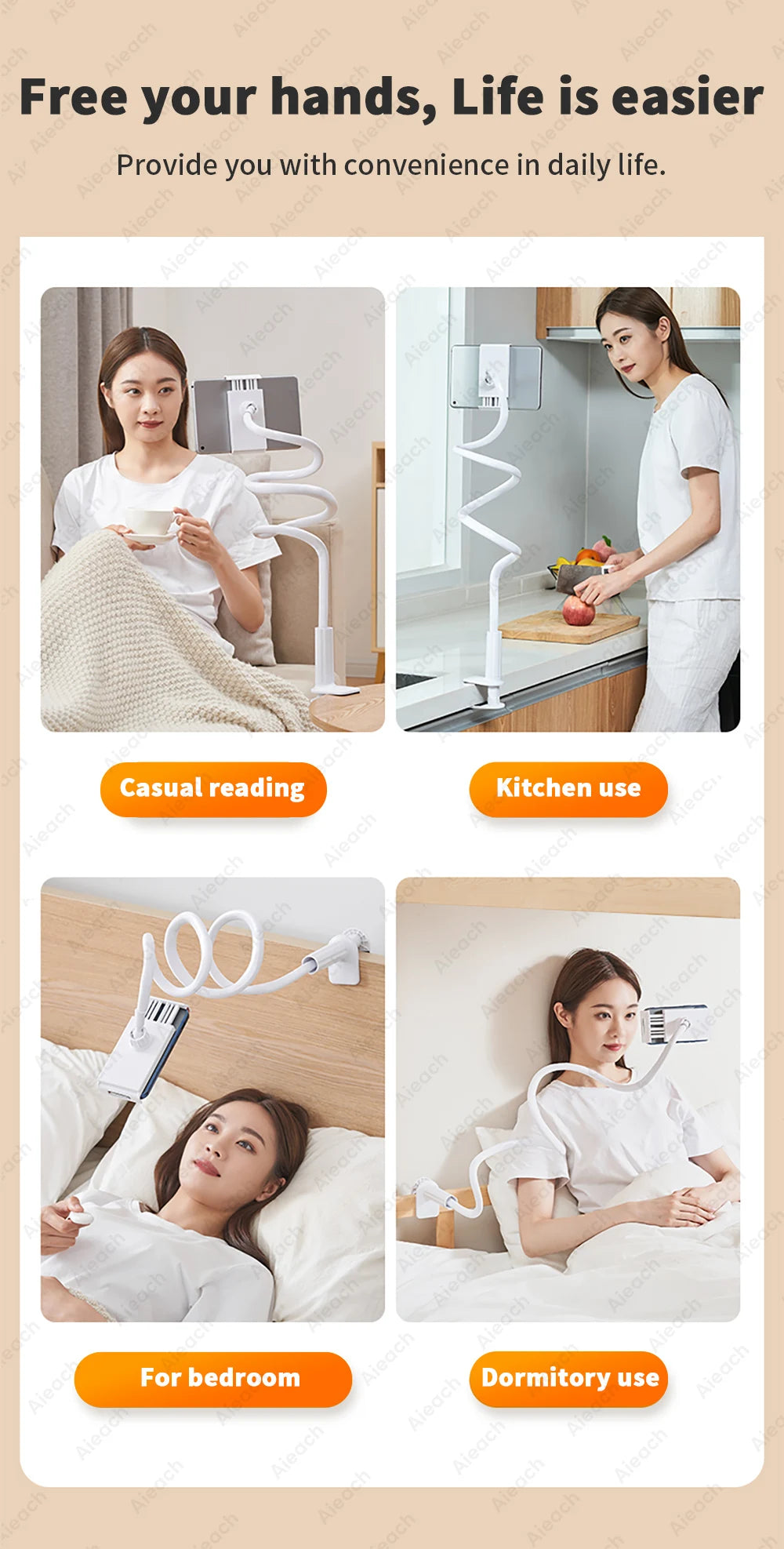 Tablet Bracket for Bed Desk Gooseneck Tablet Stand Flexible Long Arm Clamp 11 inch Tablet Holder For Smartphone Redmi Lenovo Pad