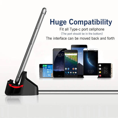 Docking Station Charger For iPhone 14 13Pro Android Type C Desktop Charging Port Sync Cradle Dock Stand Holder Micro USB-C Phone