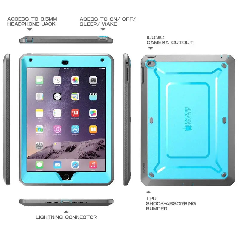 For ipad Air 2 Case SUPCASE UB Pro Full-body Rugged Dual-Layer Hybrid Protective Cover with Built-in Screen Protector For Air 2