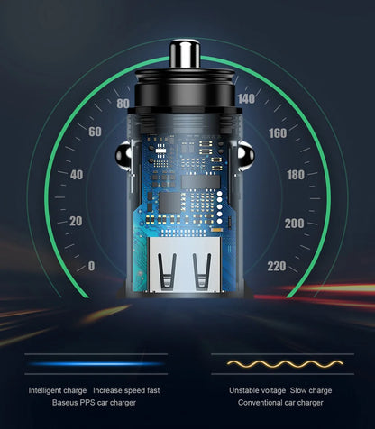 Baseus USB Car Charger Quick Charge 4.0 QC4.0 QC3.0 PPS SCP 5A PD Type C 30W Fast Car USB Charger For iPhone Xiaomi Mobile Phone