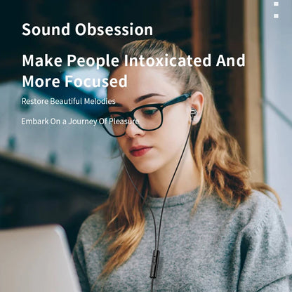 Wired Earphones Half In Ear Type 3.5mm Dual Plug Gaming Headset HiFi Bass Stereo Curved HD Earbuds For Laptops Mobile Phones