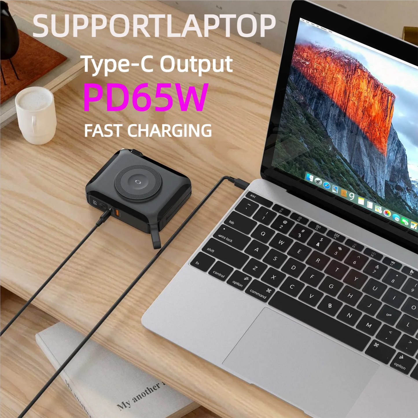 Travel charger iPhone Magnetic wireless charging bank comes with cable and plug 65W Supportlaptop Android Fast charge