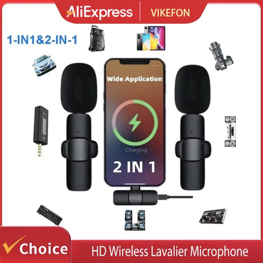 Microphone Wireless Lavalier Microphone for Live Streaming/YouTube/TikTok/Facebook Live Noise Reduction Mic For iPhone/Android