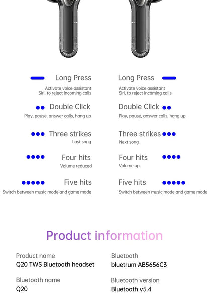 Wireless Bluetooth-compatible Earphones Air31 intelligent Touch Color LCD Screen TWS Earbuds HIFI Noise Reduction Stereo Headset