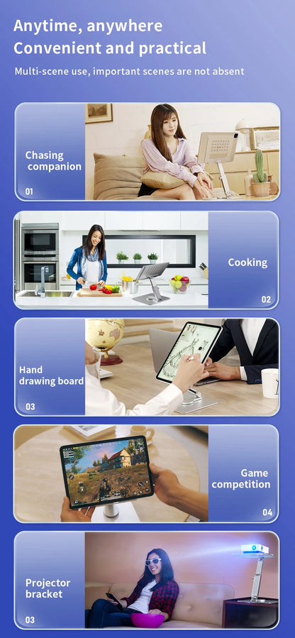 Aluminum Tablet Stand 360°Rotating Folding Adjustable Desk Holder Mount Riser for iPad Pro Air 4 Mini 12.9 4-14 Inch Xiaomi Tab