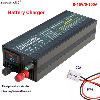 Solar System Charger 12V 60A Lifepo4/Lithium Battery Power Adapter 60A 12.8V Adjustable Current/Voltage Battery Accessories