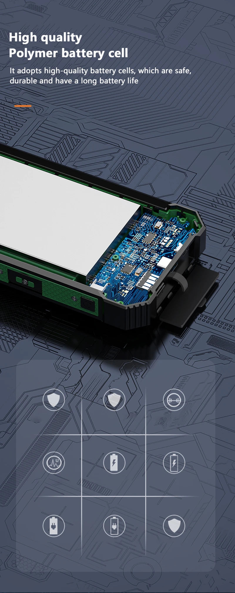 Solar Power Bank Wireless 200000mAh Large Capacity Fast Charging External Battery Outdoor Survival Emergency Equipment