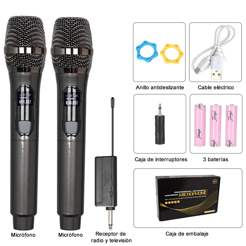 Wireless Microphone Original Professional Ultra High Frequency Heavy Duty Charging Type 4 Microphone Video Karaoke Singing