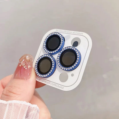 2-3Pcs Diamond Glitter Camera Protection For Iphone 15 16 Pro Max Plus Lens Tempered Glass On Iphone 16 15 Plus Metal Ring