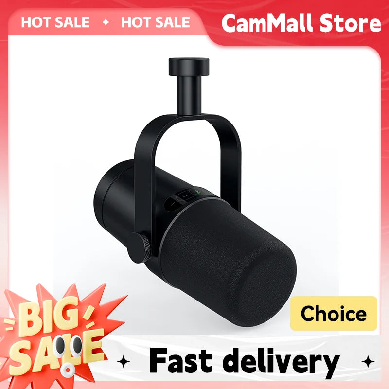 Dynamic Microphone for Podcasts Games Live Broadcast USB/XLR Touch Screen Control Sound Insulation Built-in Headset Output