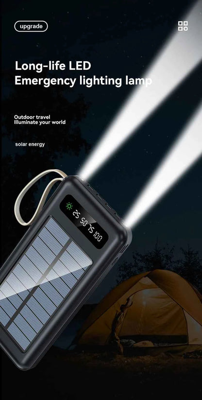 Solar Power Bank 50000mAh Fast Charging Dual USB LED
