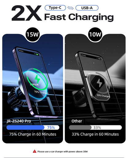 Joyroom Magnetic Car Phone Mount Wireless Fast Car Charger for iPhone Holder 15W Magnetic Car Phone Holder Mount Wireless