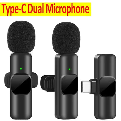 Portable Wireless Lavalier Microphone Audio Video Recording Mini Mic For iPhone Android Live Broadcast Gaming Phone With Receive