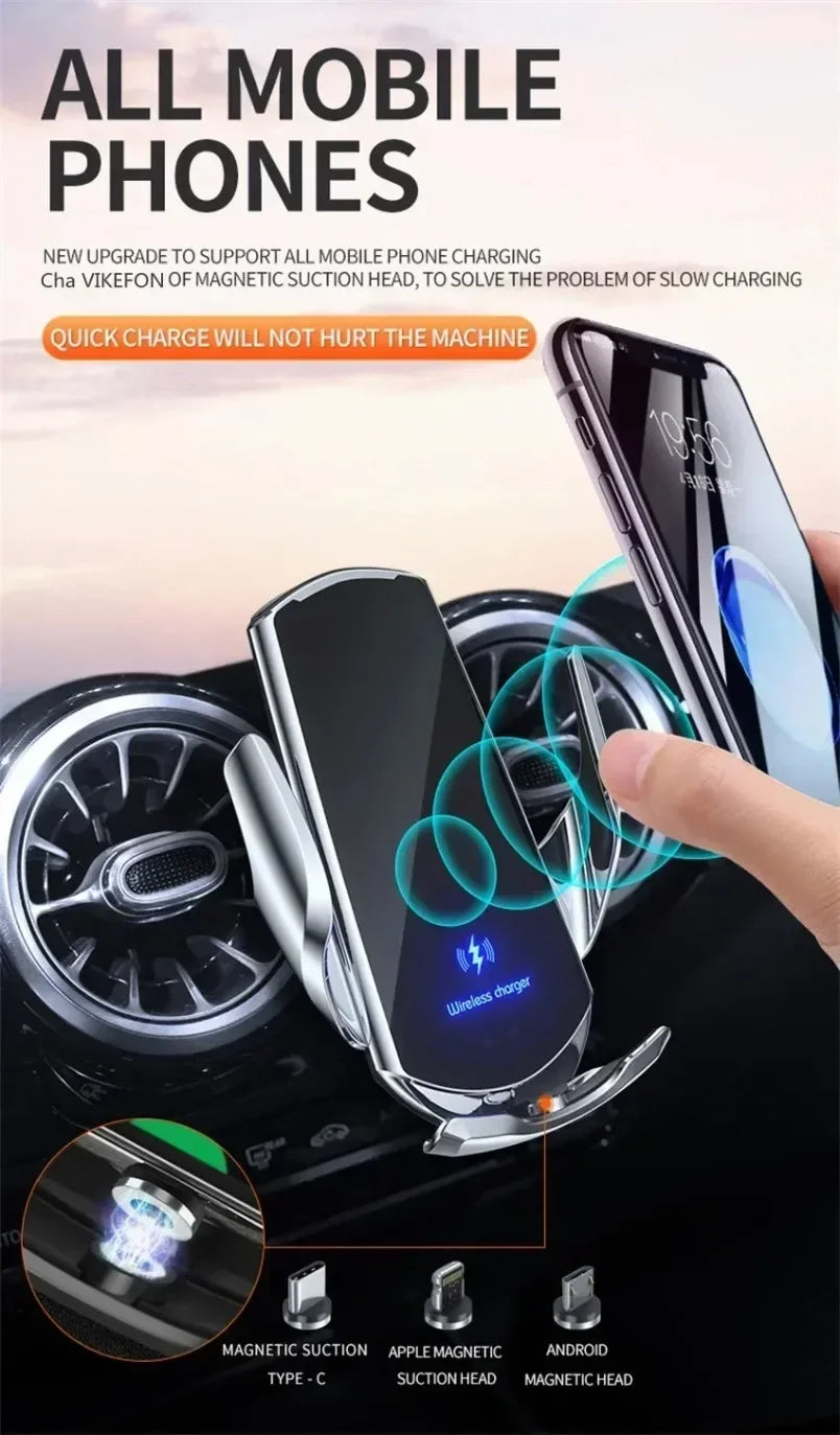 Wireless Car Phone Holder Universal navigation Clip Sensing Open Close Navigation Mount Wireless Charging Automobile Accessori
