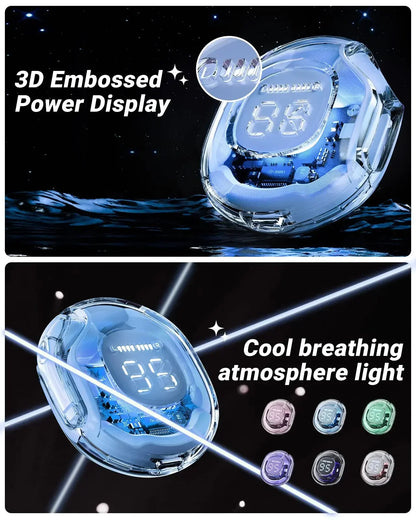 Bluetooth Earbuds Transparent with LED Digital Display Wireless In-Ear Earphone for Xiaomi Huawei iPhone Headphone