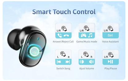 Bluetooth 5.3 Wireless Earbuds Touch Control AI ENC for Clear Calls,Customized EQ APP,Low Latency Game Mode,Long Playtime,type-c