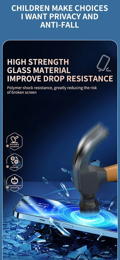 Full Cover Anti-Spy Screen Protector For iPhone 11 12 13 14 15 16 17Pro Max Privacy Protection Glass For iPhone 14 15 16 Plus