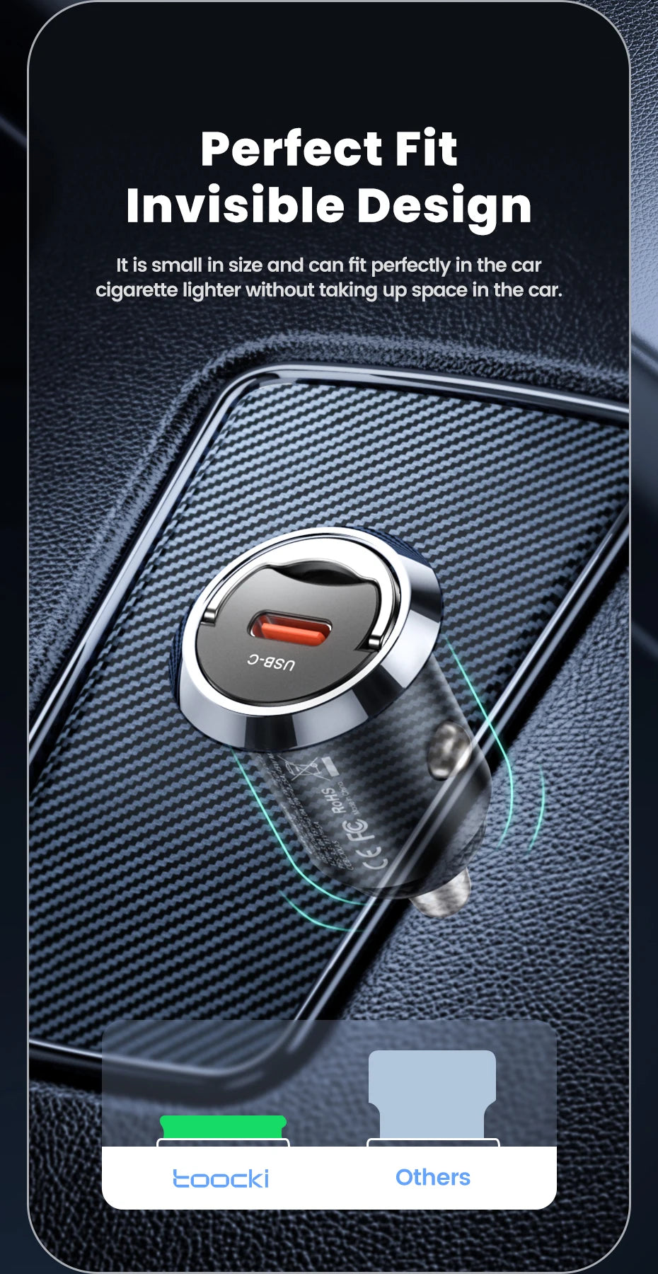 45W Dual USB A Type C Car Charger Metal Auto PD Charger Adapter Fast Charging USB C Charger For CellPhone in Car For iPhone 13