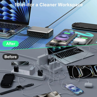 New 540W 10-port fast charging station type-c charger Multi-port USB mobile phone charger Convenient charger Home Office Travel