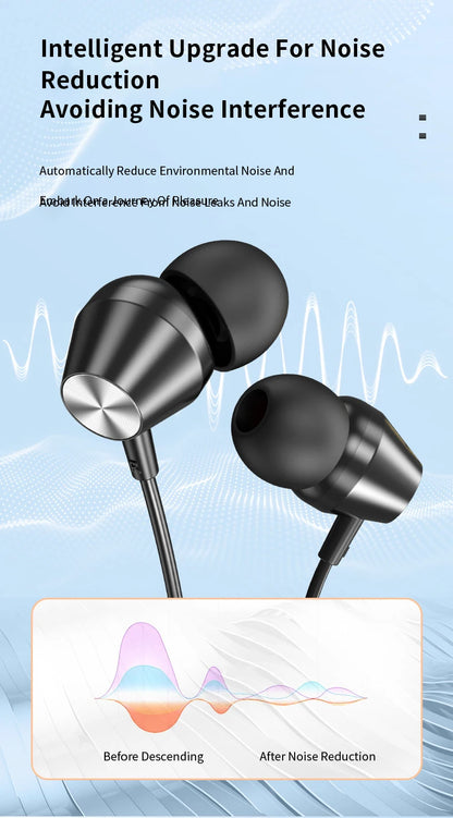 Wired Earphones Half In Ear Type 3.5mm Dual Plug Gaming Headset HiFi Bass Stereo Curved HD Earbuds For Laptops Mobile Phones