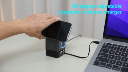 105W 6-in-1 Charging Station with Retractable USB-C Cable Power Combo Tower for Multiple Devices Fast Charger for iPhone, Airpod