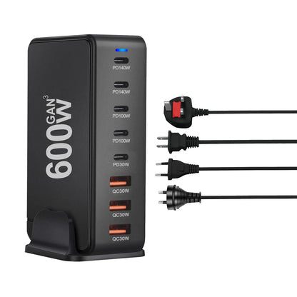 600W Desktop Charging Station USB C 8 Ports Fast Charger for Multiple Devices with 5 USB-C + 3 USB-A Chargers PD PPS 140 W