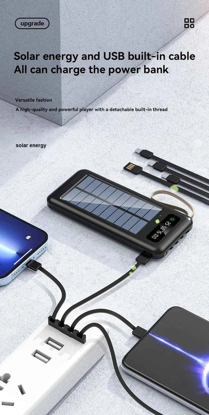 Solar Power Bank 50000mAh Fast Charging Dual USB LED