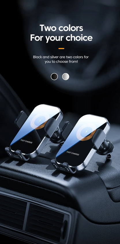 Auto Clamping Wireless Car Charger 15W Fast Charging Car Charger Phone Mount Phone Holder for iPhone 16 15 14 13 12 11 Pro Max