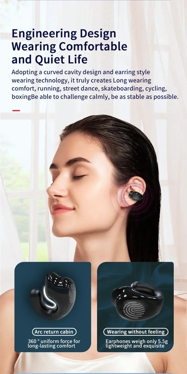 Wireless Headphones Bluetooth 5.3 Earphones With Mic Single in-Ear Sports Waterproof TWS Earbuds Bluetooth Handsfree Headset