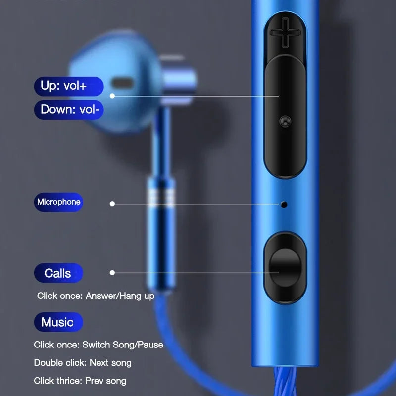 Wired Headphones Bass 9D Stereo Earphones Mic Headphone Headset in-ear Wire Earphon Earbud Phone Headset with Microphone