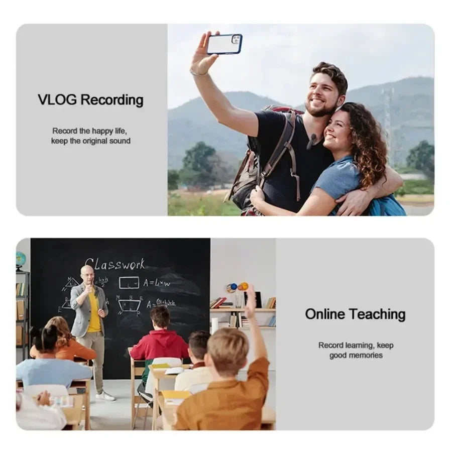 Portable Wireless Lavalier Microphone Audio Video Recording Mini Mic For iPhone Android Live Broadcast Gaming Phone With Receive