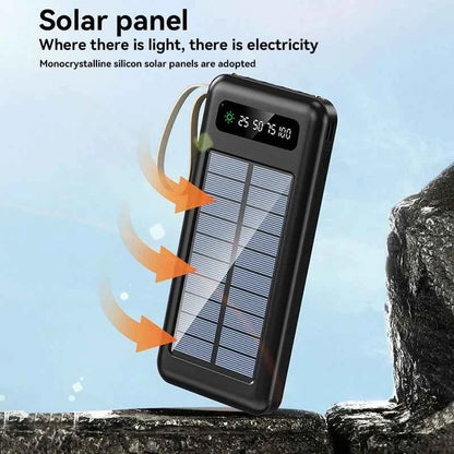 Solar Power Bank 50000mAh Fast Charging Dual USB LED