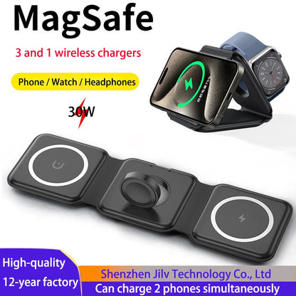 Wireless Charger 3 in 1 Charging Station for iPhone 15/14/13/12 Series Travel Charger for Multiple Devices for AirPods 3/2/Pro A