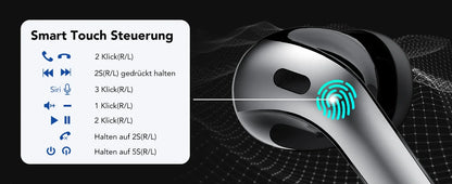 Wireless Earphones with Bluetooth 5.3, Quad-Mic Call Noise Reduction ENC, 50H Playtimes Wireless Earbuds Bluetooth Headphones