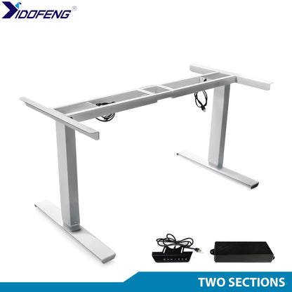 Black or White Electric Stand Up Desk Two/Three Sections Electric Dual Motor Height Adjustable Table Lifting Desk Frame