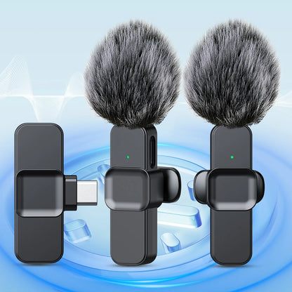 New Wireless Lavalier Microphone Portable Audio Video Recording Mini Microphone for iPhone Android PC Camera Live Gaming Phone