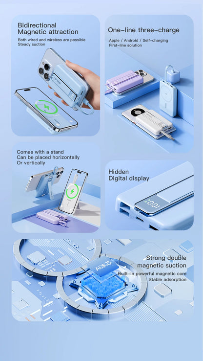 10000mAh Original Powerbank With Cable Magnetic Power Bank Wireless Fast Charger For iPhone Backup Battery For Magsafe with Gift