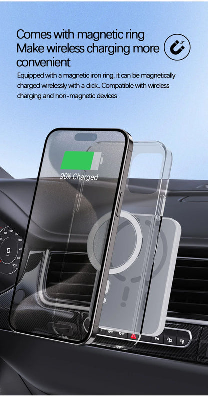 15W Magnetic Car Wireless Charger & Phone Holder - Smallenterprised 