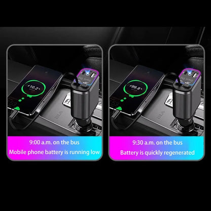 Car Charger Super Fast Charger 120W Retractable Cable Purple Starry