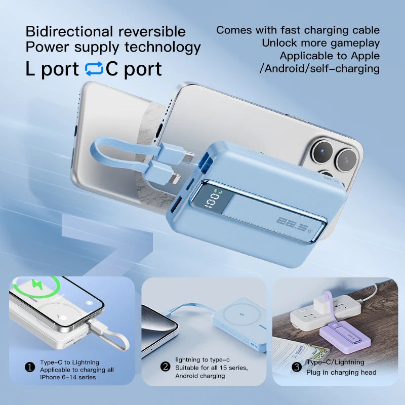 10000mAh Original Powerbank With Cable Magnetic Power Bank Wireless Fast Charger For iPhone Backup Battery For Magsafe with Gift