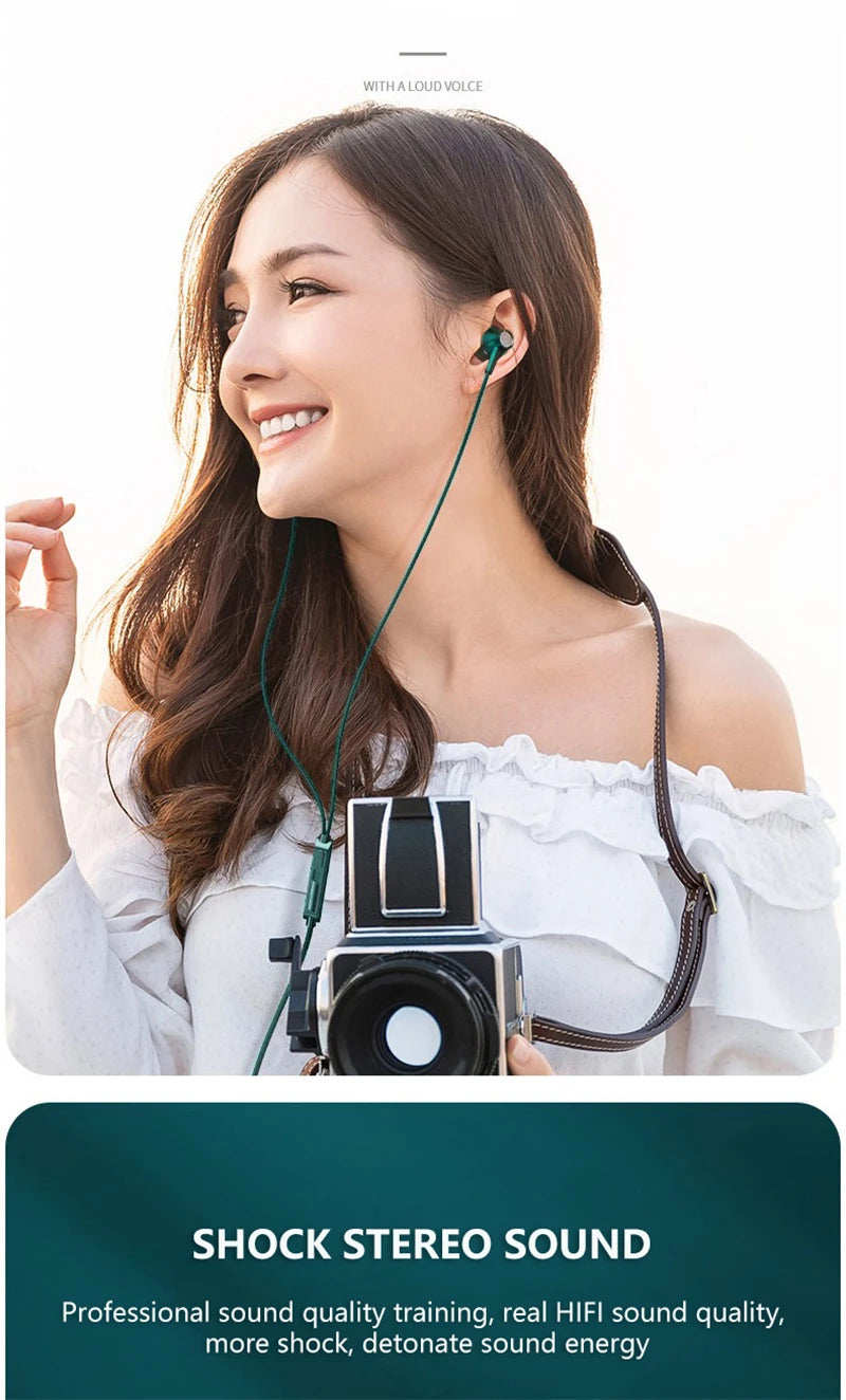 Wired Headphones In Ear Headset Wired Earphone With Microphone Bass HiFi Stereo 3.5mm Earbuds Sports In-line Control For Phones