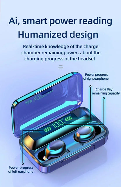 TWS F9-5 Earphone Bluetooth 5.3 Wireless Headphones Hifi Stereo Sports Waterproof Earbuds Headset Hearing Aids With Mic Handfree