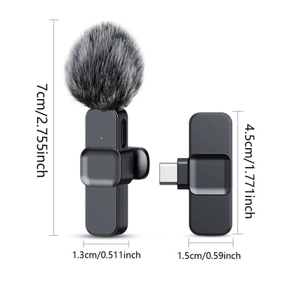 New Wireless Lavalier Microphone Portable Audio Video Recording Mini Microphone for iPhone Android PC Camera Live Gaming Phone