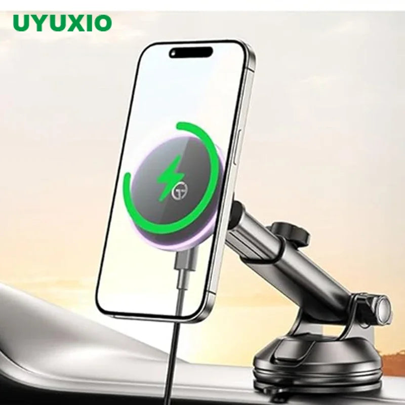 UYUXIO Magnetic Car Mount Charger Windshield Dash Magnet Mobile Phone Holder in Car for iPhone 16 15 Pro Max 14 Plus 13 12