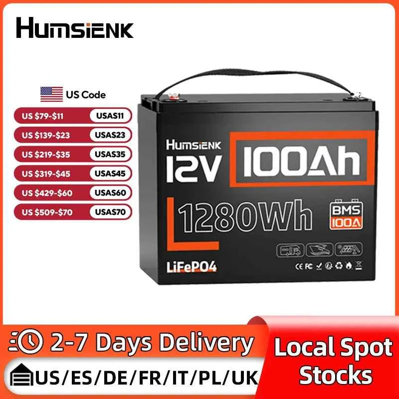 Humsienk 12V 100AH LiFePO4 Battery for RV/Camping