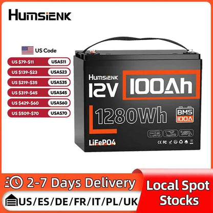 Humsienk 12V 100AH LiFePO4 Battery for RV/Camping