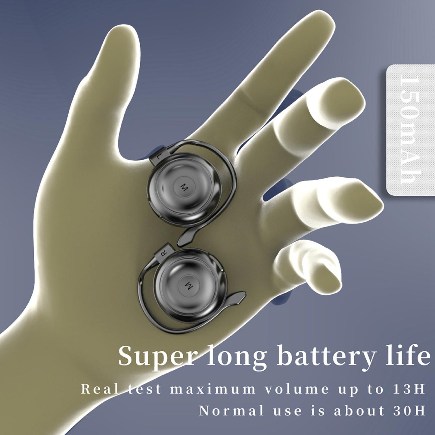 Bluetooth 5.2 Earbuds Ear Clip Headphones Wireless Earphones with Microphone for Workouts Business Clear Sound Noise Reduction