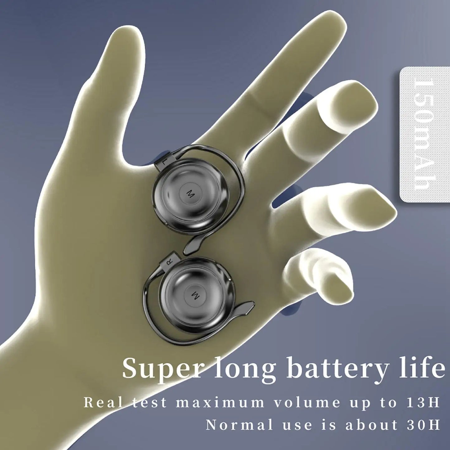 Bluetooth 5.2 Earbuds Ear Clip Headphones Wireless Earphones with Microphone for Workouts Business Clear Sound Noise Reduction