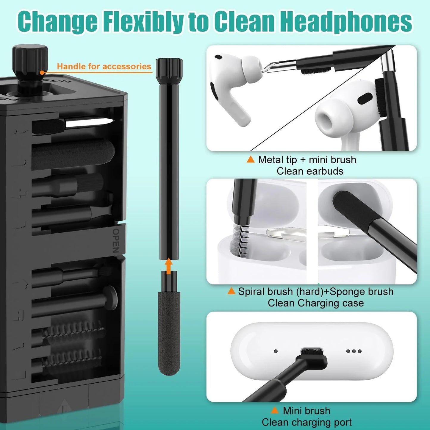 32-in-1 Multi-Purpose Electronics Cleaning Kit – for iPhone Charging Port, AirPods, Bluetooth Earbuds, Keyboard & Screen Cleanin